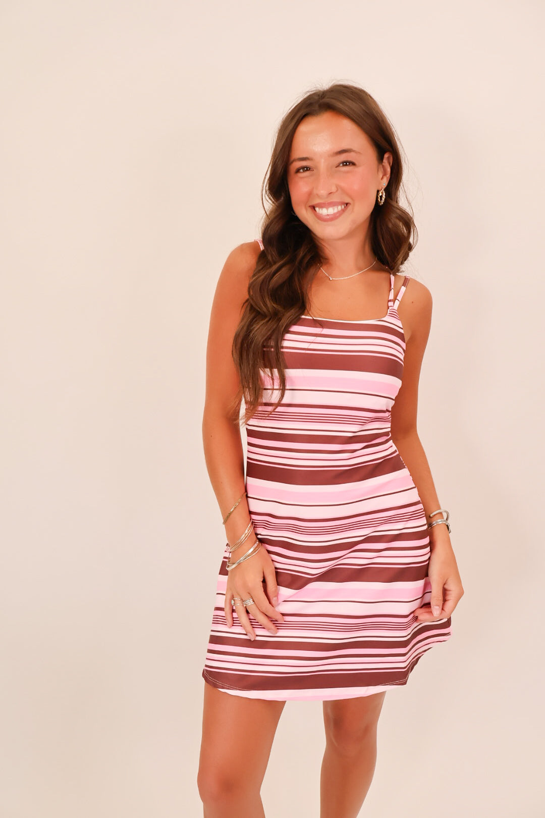 Pink Multi Stripe Athletic Dress