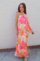 Blushing Garden One Shoulder Maxi Dress
