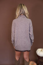 Mocha Mock Neck Tunic Sweater — back view.
