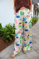 Postcard Print Wide Leg Pants