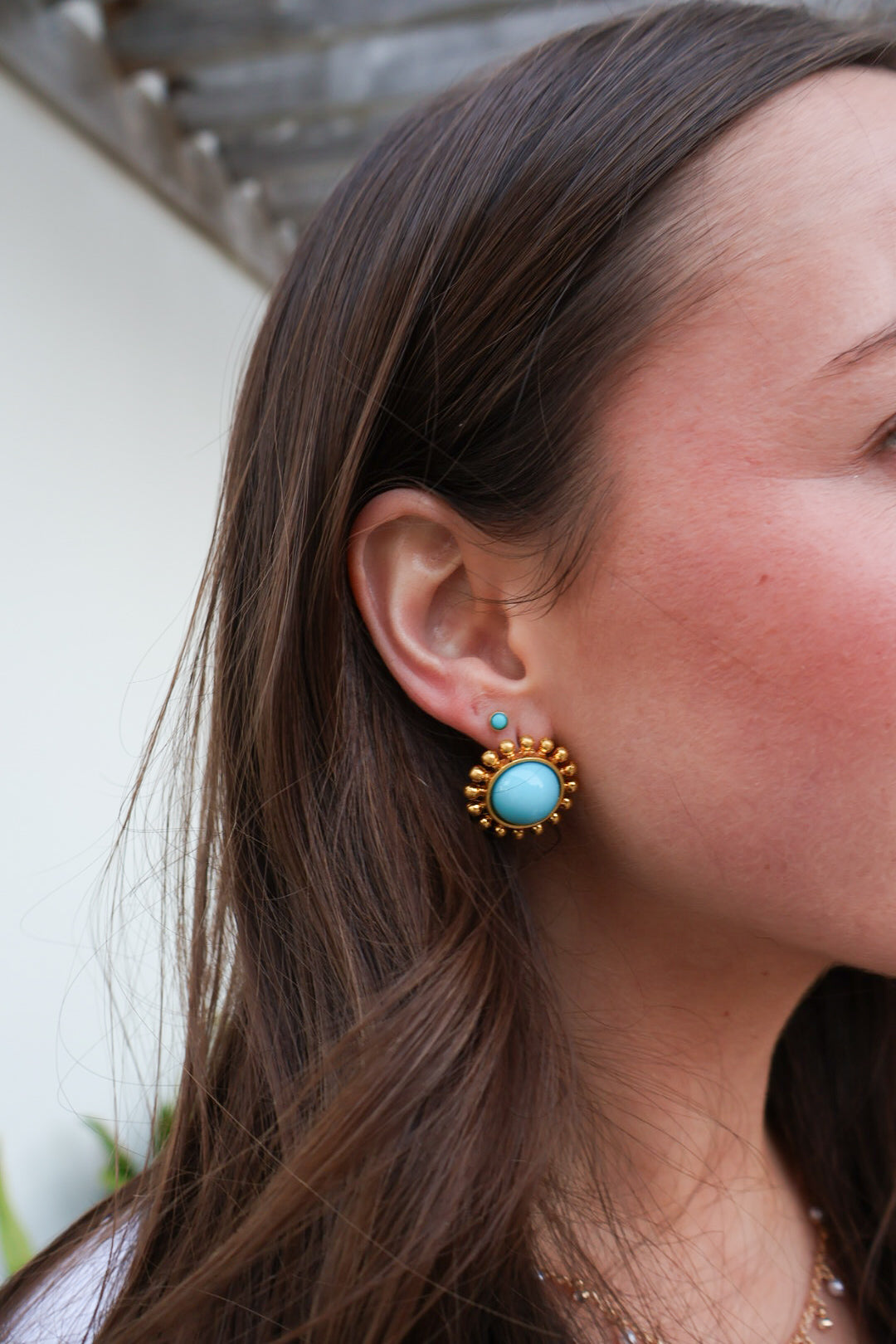 Turquoise Sunburst Stud Earrings