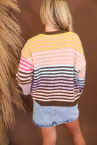 Model wearing the Multi Striped Cardigan from Moda Boutique