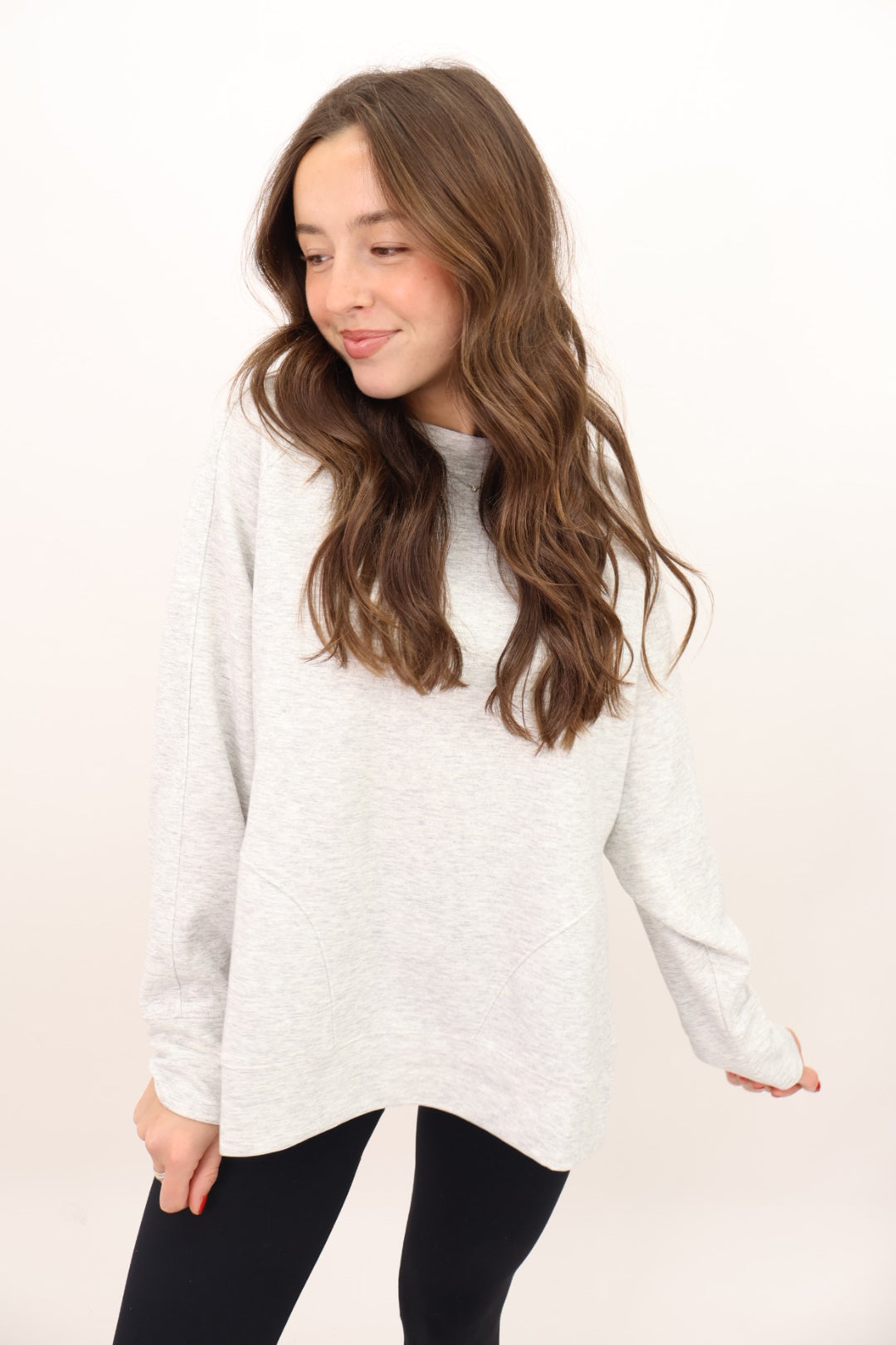 Soft Side Slit Tunic Top - Heather Gray
