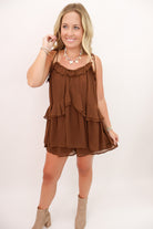 Brown Tiered Ruffle Romper