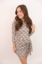 Weekend Wrap Athletic Romper - Brown Floral Block