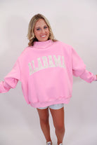 Alabama Pink/Camo Embroidered Mock Neck Pullover