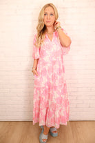 Garden Party Pink Floral Midi Dress