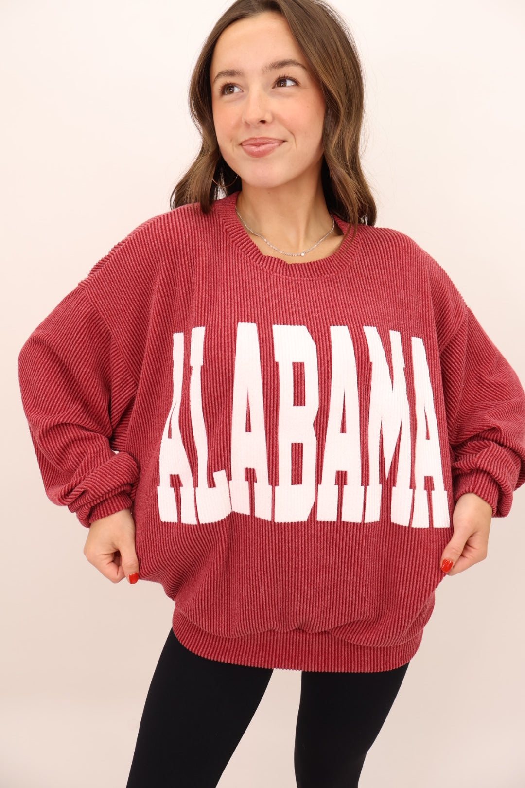 Alabama Ribbed Pullover - Crimson