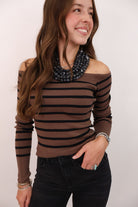 Striped Off-Shoulder Sweater Top