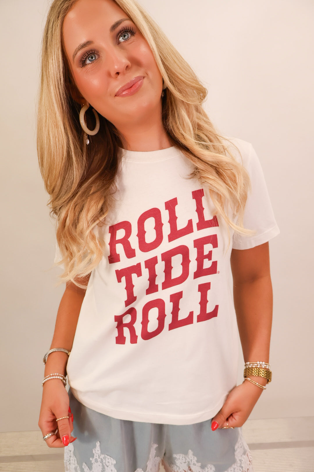 Vintage white Alabama Roll Tide Roll crop tee — view 4