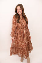 Rust Leopard Midi Dress