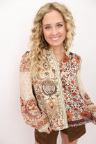 Boho Patchwork Button-Down Top