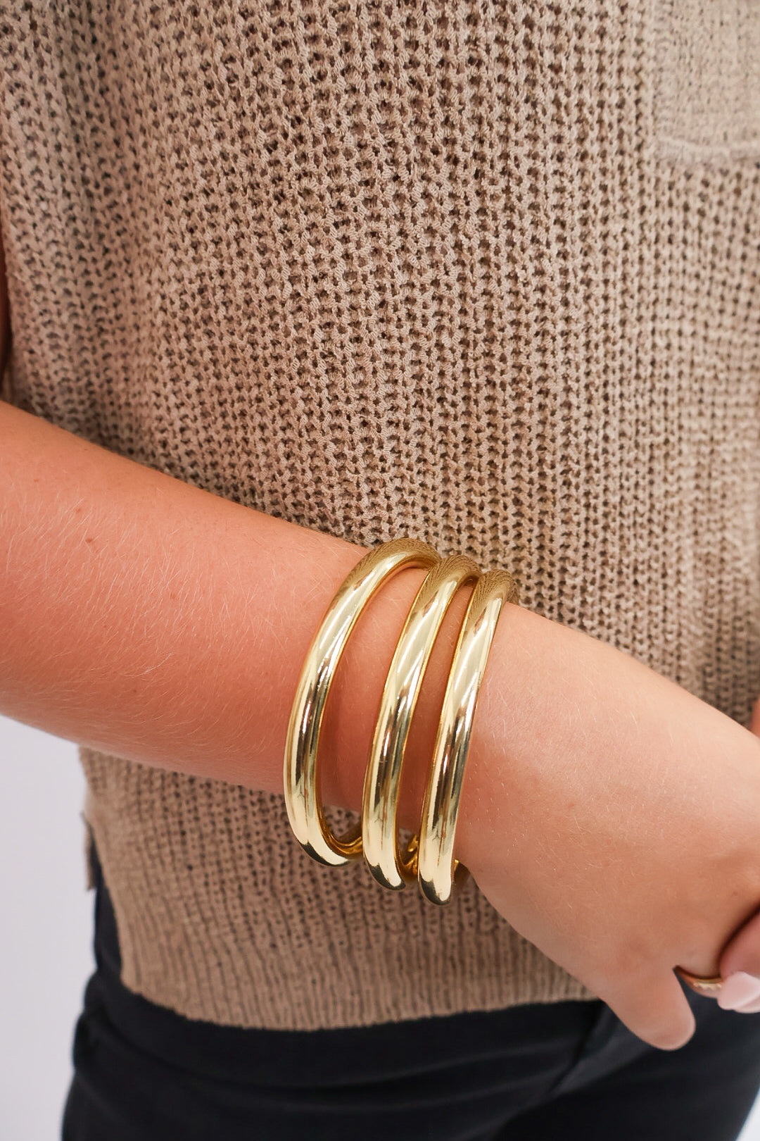 Thick Gold Bangle Set