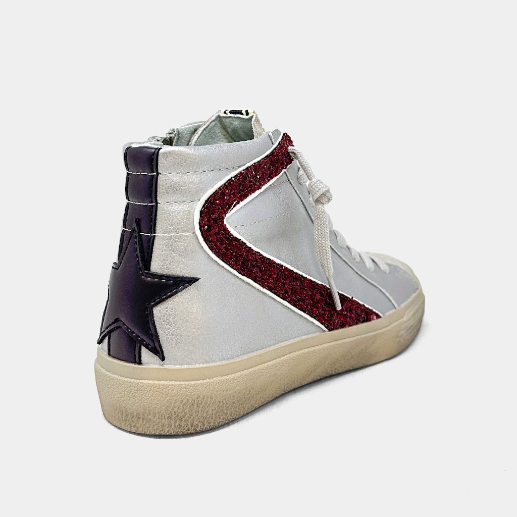 Shu shop Rooney High Top Sneakers - Silver + Maroon – Moda