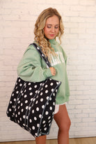 Black & White Polka Dot Quilted Tote