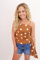 Polka Dot Cami Top - Brown