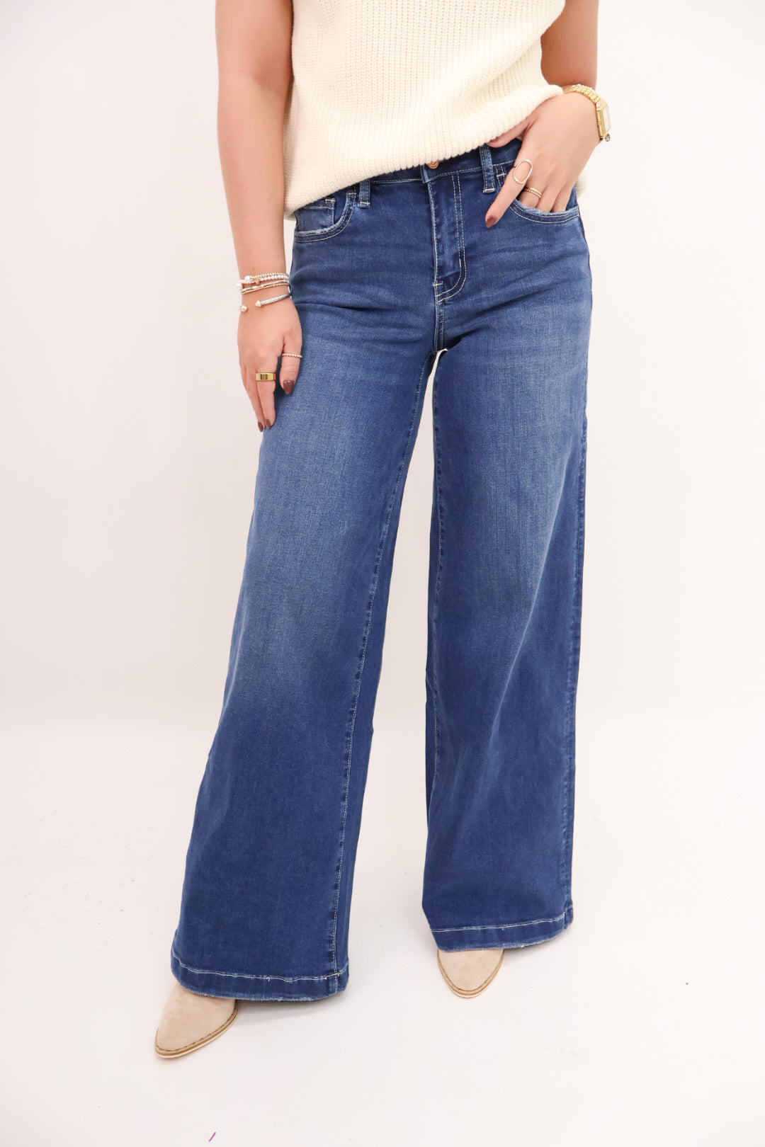 Vervet Jesse Mid Rise Full Leg Dark Denim