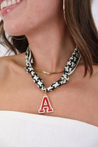 Gameday Scarf Necklace - Cream Black with “A” Charm