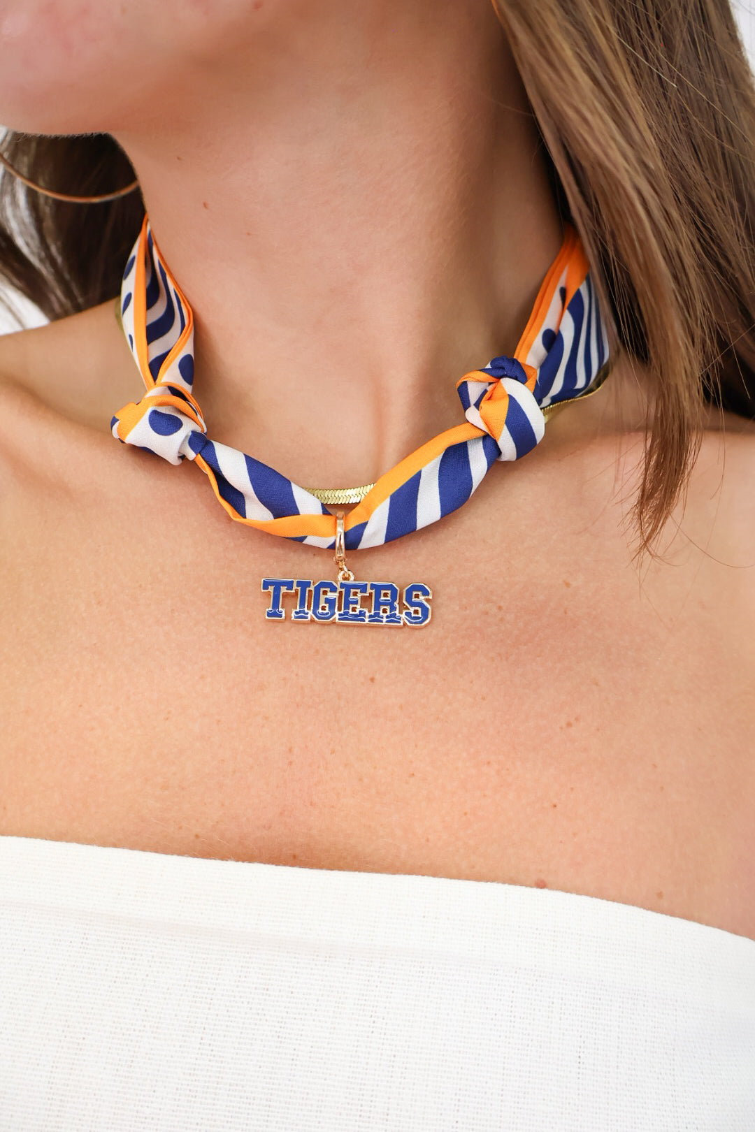 Gameday Charm Necklace - Orange Blue with Tigers Charm