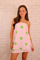 Pink & Green Polka Dot Strapless Set