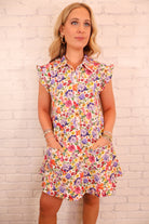 Floral Button Front Denim Dress