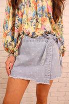 Light Wash Polka Dot Denim Skort