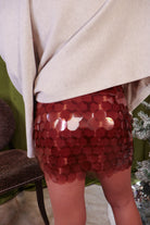 Brown Sequin Mini Skirt – back view.